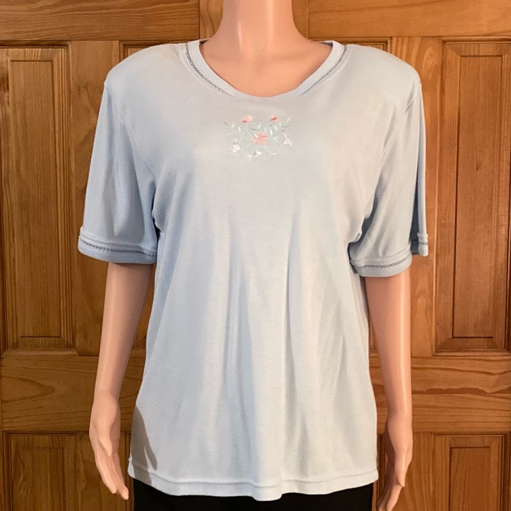 NWOT Jennifer Scott Vintage 80s Top Short Sleeve Blouse Blue Size S Small